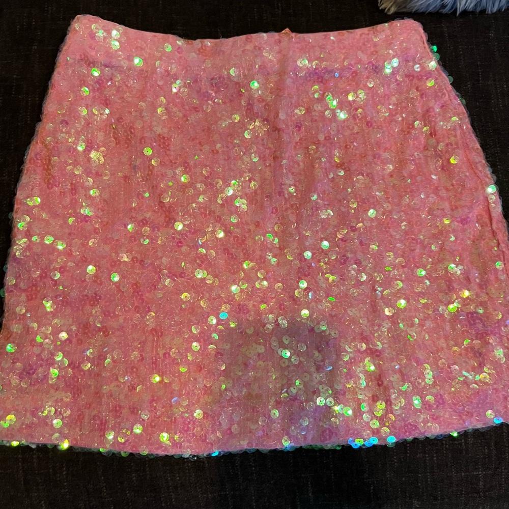 Pink sequin skirt